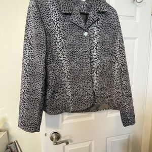 Gray and Black Leopard Print Jacket